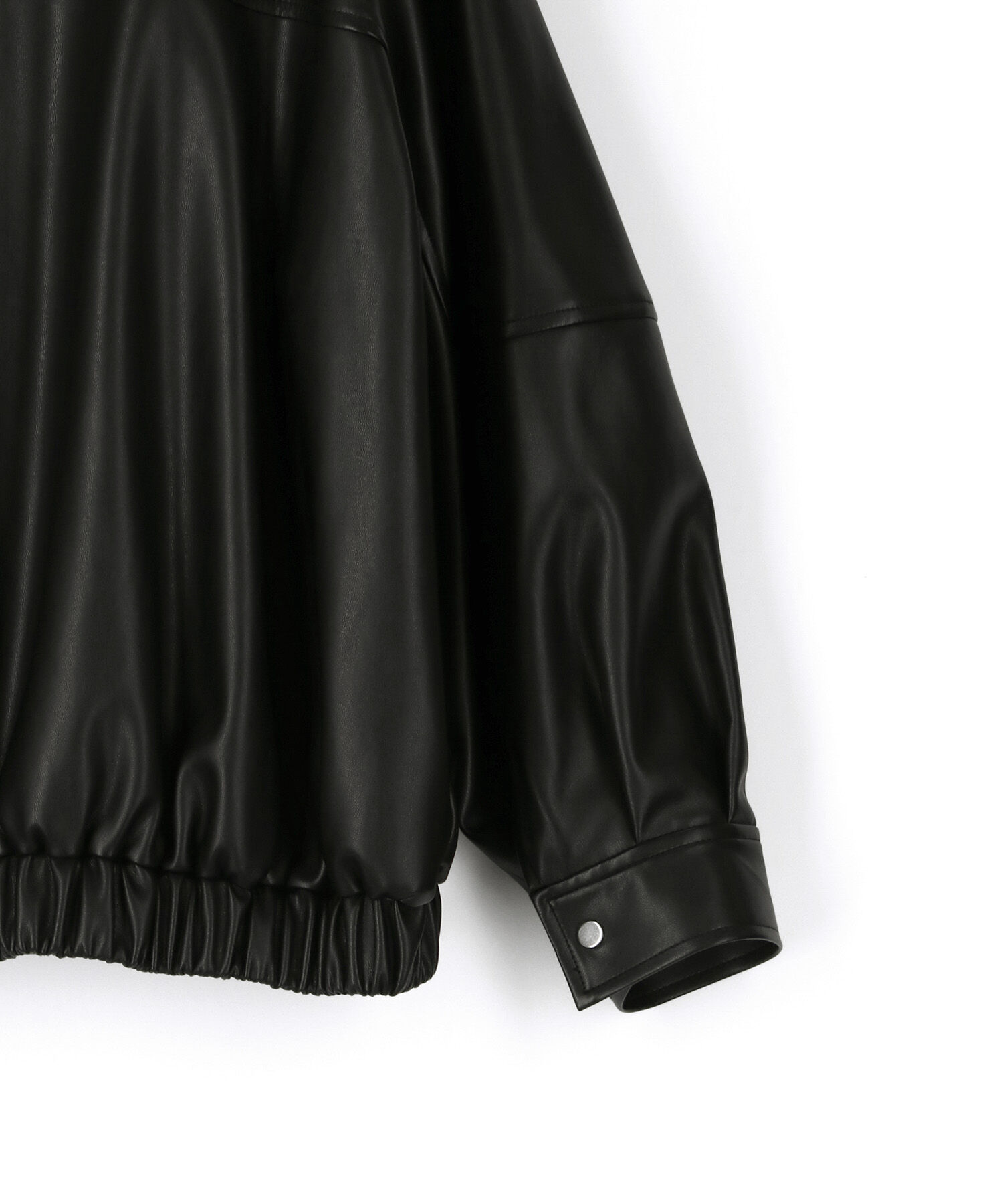 ADAM ET ROPE'「【WEB限定】スタンドネックフェイクレザージャケット」|ライダースジャケット|