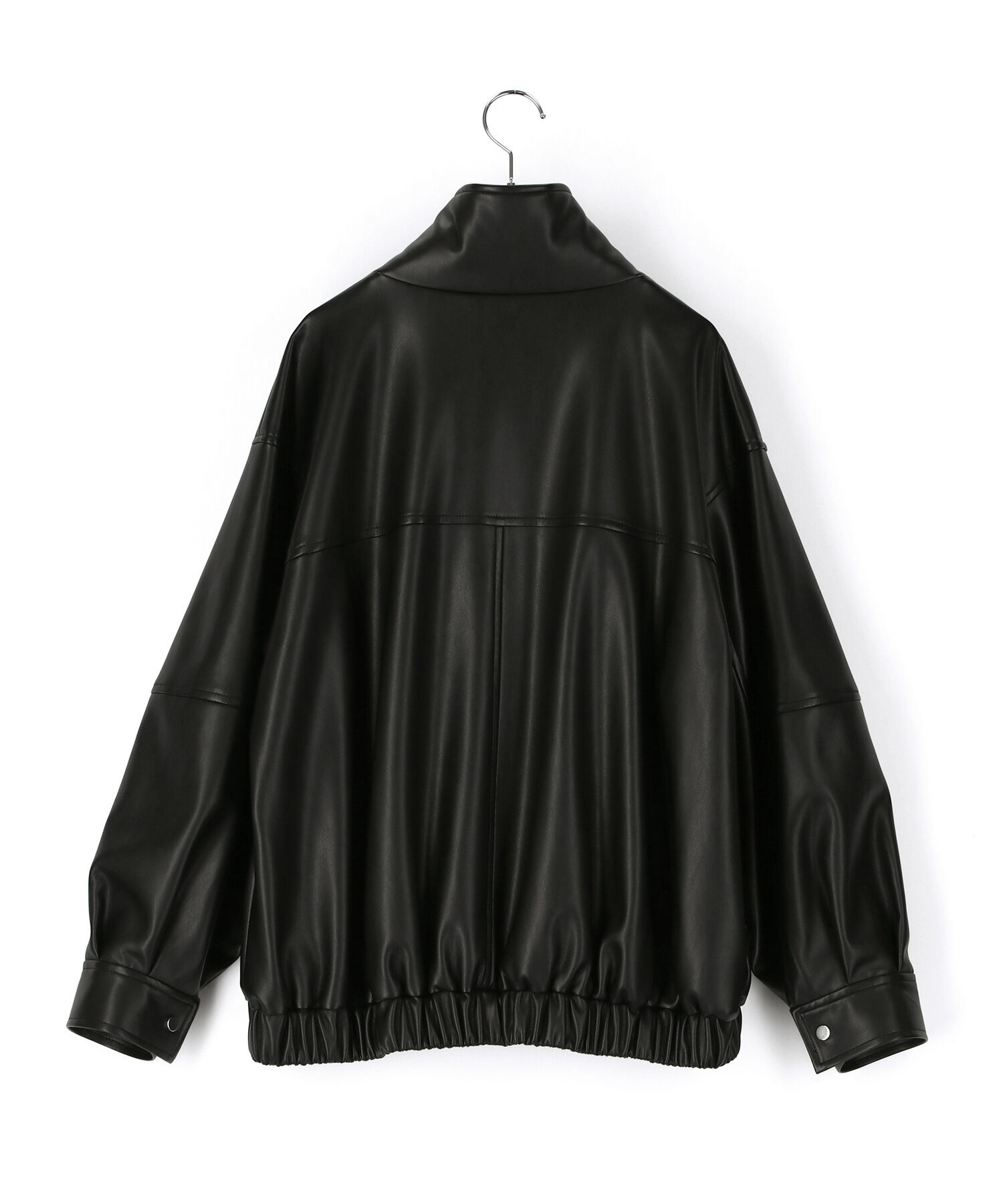 ADAM ET ROPE'「【WEB限定】スタンドネックフェイクレザージャケット」|ライダースジャケット|