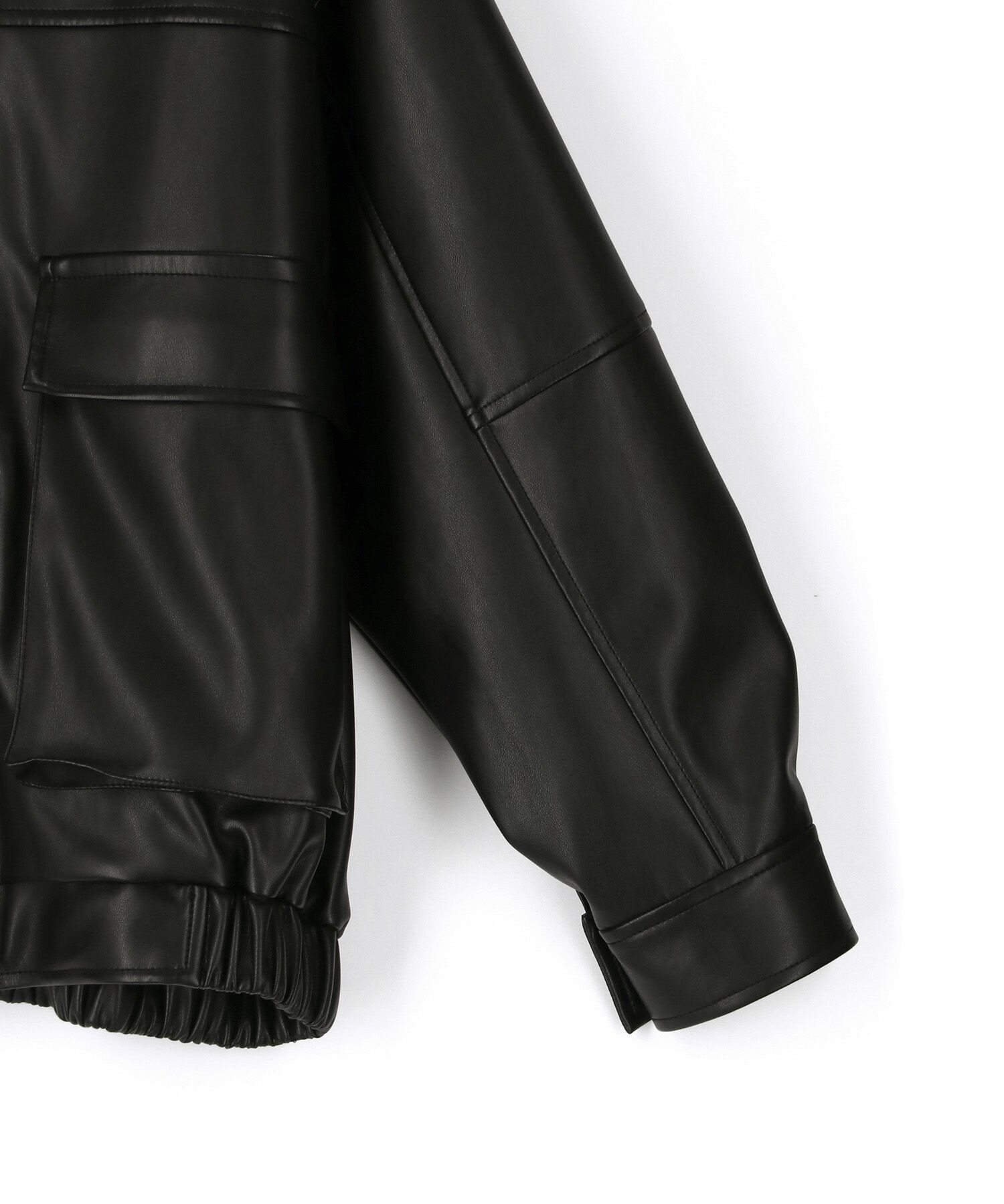 ADAM ET ROPE'「【WEB限定】スタンドネックフェイクレザージャケット」|ライダースジャケット|