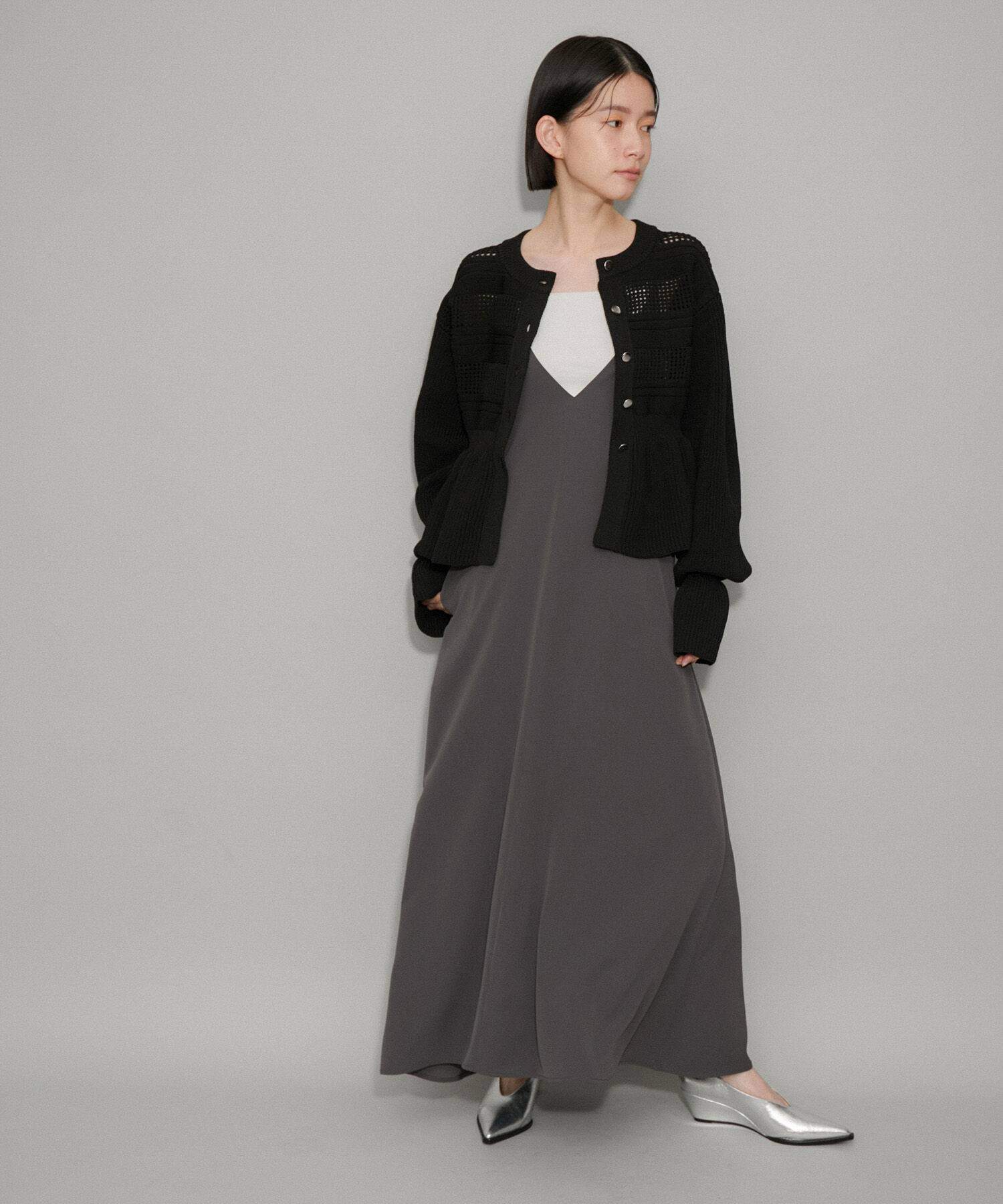 ADAM ET ROPE'「【サステナブル・WEB限定】ペプラムカーディガン」|カーディガン|