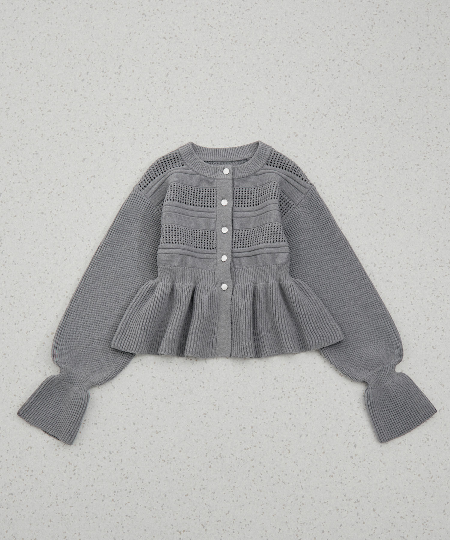 ADAM ET ROPE'「【サステナブル・WEB限定】ペプラムカーディガン」|カーディガン|