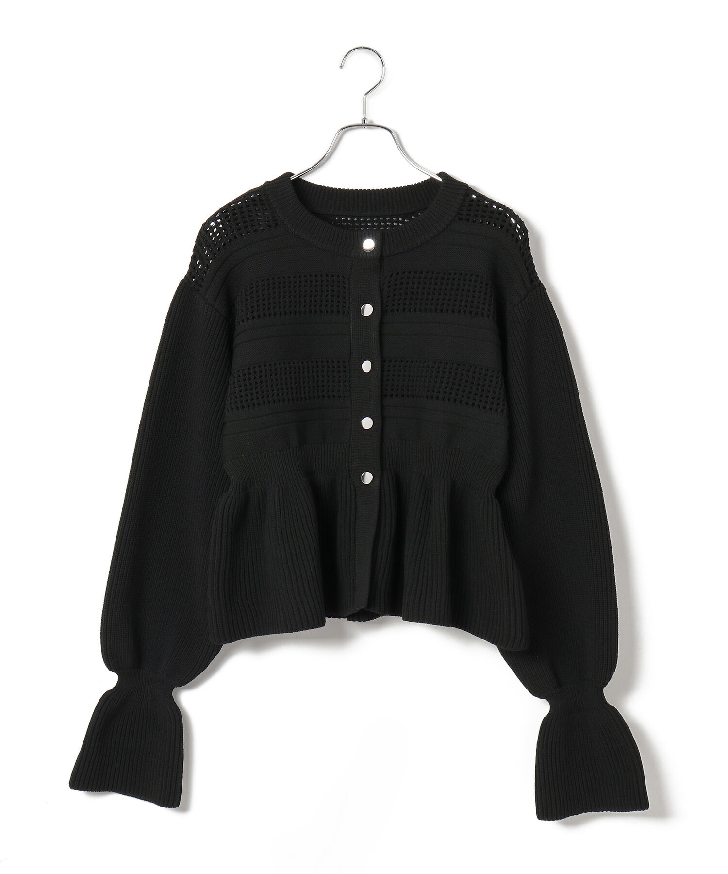 ADAM ET ROPE'「【サステナブル・WEB限定】ペプラムカーディガン」|カーディガン|