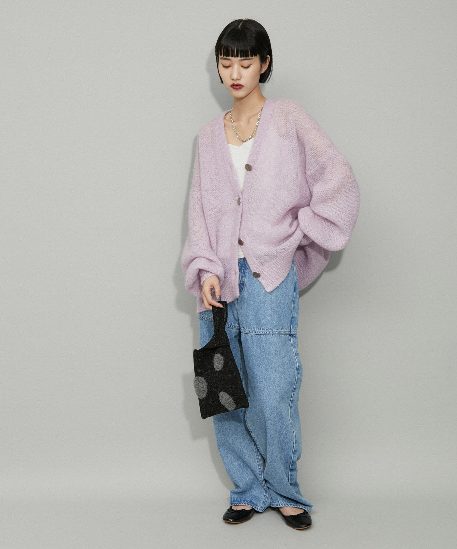 ADAM ET ROPE'「【WEB限定】ダブルモヘヤニットカーディガン」|カーディガン|