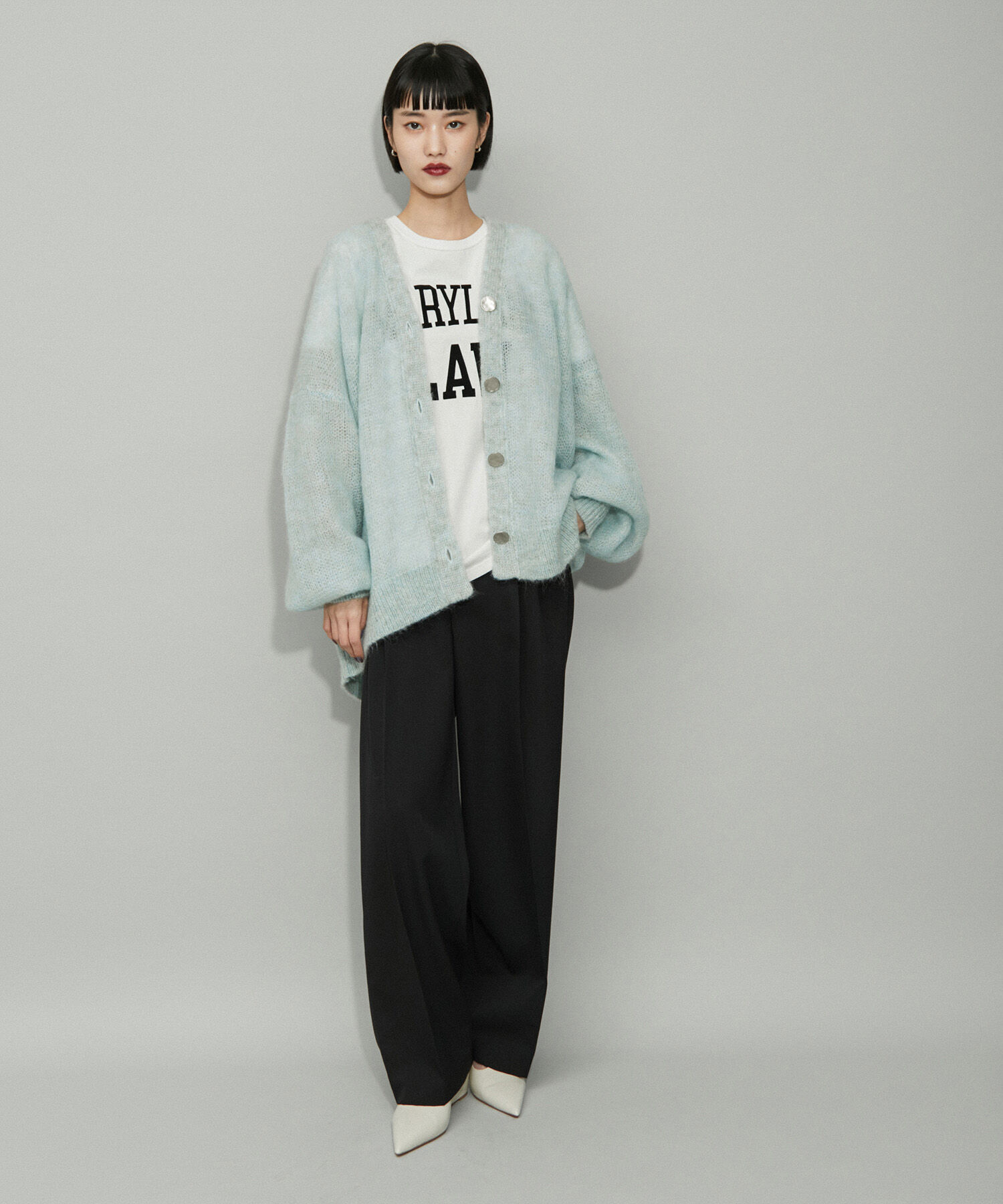 ADAM ET ROPE'「【WEB限定】ダブルモヘヤニットカーディガン」|カーディガン|