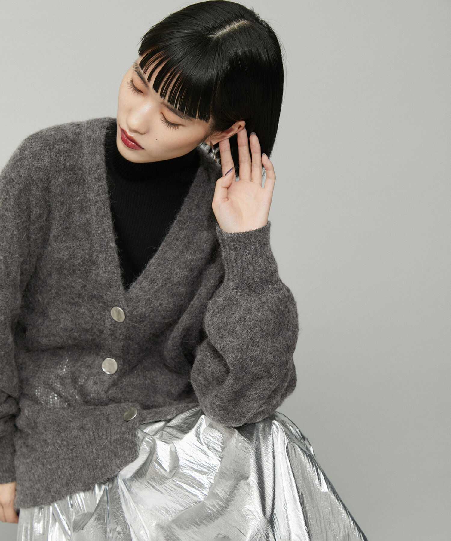 ADAM ET ROPE'「【WEB限定】ダブルモヘヤニットカーディガン」|カーディガン|