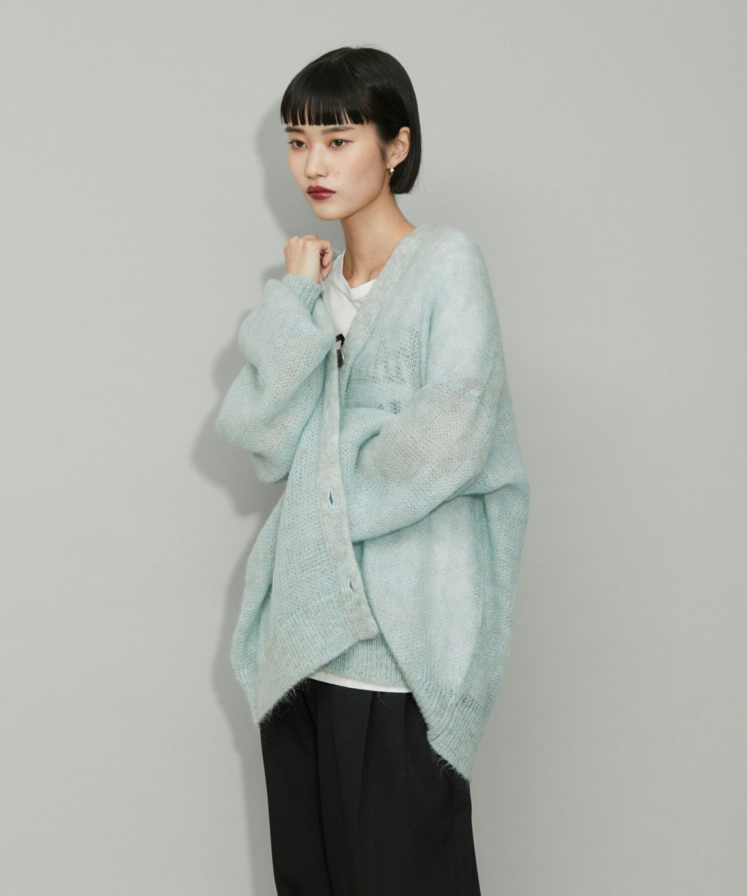 ADAM ET ROPE'「【WEB限定】ダブルモヘヤニットカーディガン」|カーディガン|