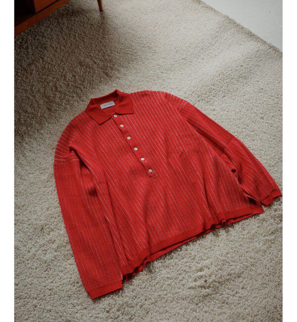 ADAM ET ROPE'「【WEB限定】ディープヘンリーネック リブ ニットポロ プルオーバー / ルーズシルエット / ユニセックス」|ニット・セーター|