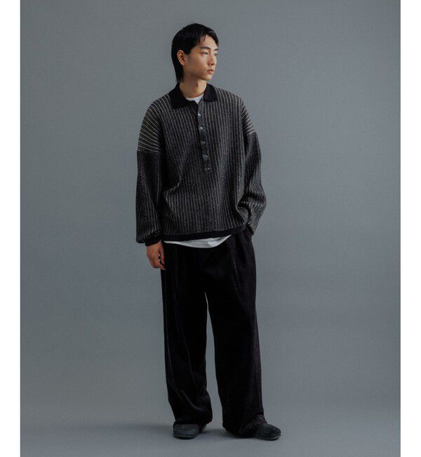 ADAM ET ROPE'「【WEB限定】ディープヘンリーネック リブ ニットポロ プルオーバー / ルーズシルエット / ユニセックス」|ニット・セーター|