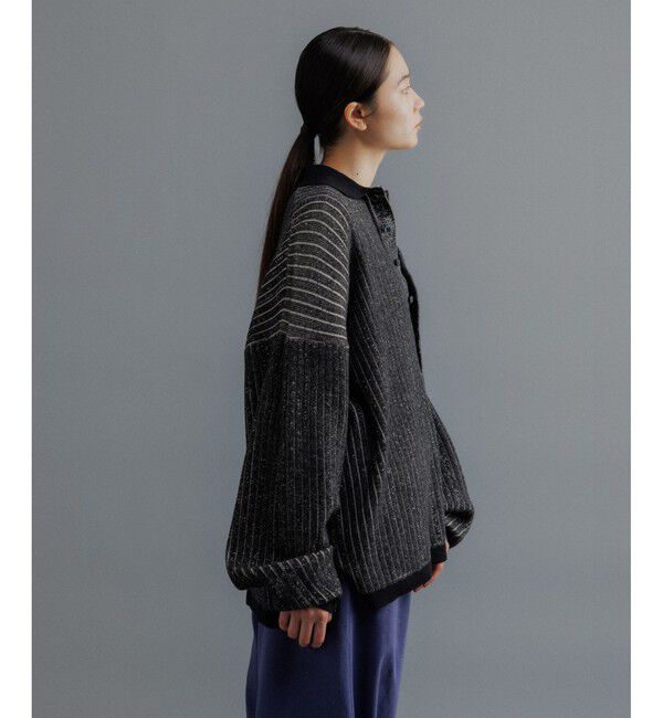ADAM ET ROPE'「【WEB限定】ディープヘンリーネック リブ ニットポロ プルオーバー / ルーズシルエット / ユニセックス」|ニット・セーター|