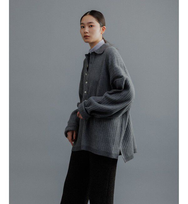 ADAM ET ROPE'「【WEB限定】ディープヘンリーネック リブ ニットポロ プルオーバー / ルーズシルエット / ユニセックス」|ニット・セーター|