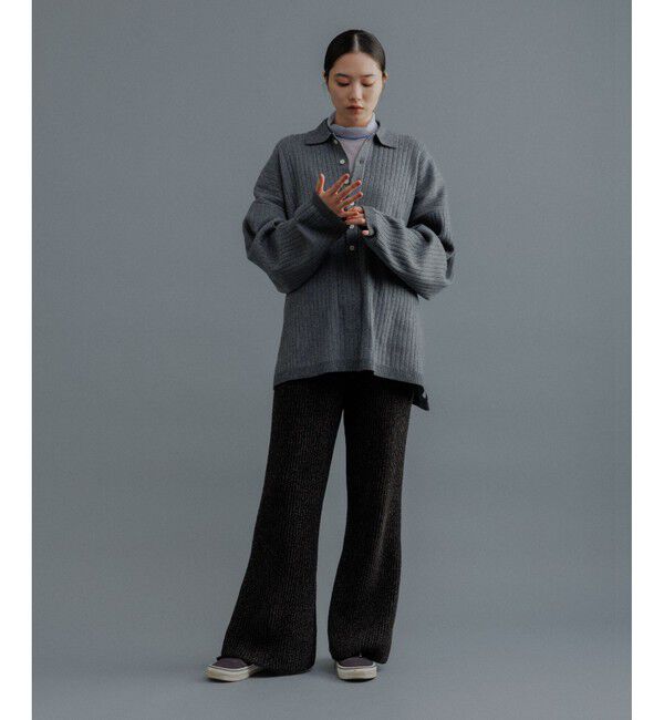 ADAM ET ROPE'「【WEB限定】ディープヘンリーネック リブ ニットポロ プルオーバー / ルーズシルエット / ユニセックス」|ニット・セーター|