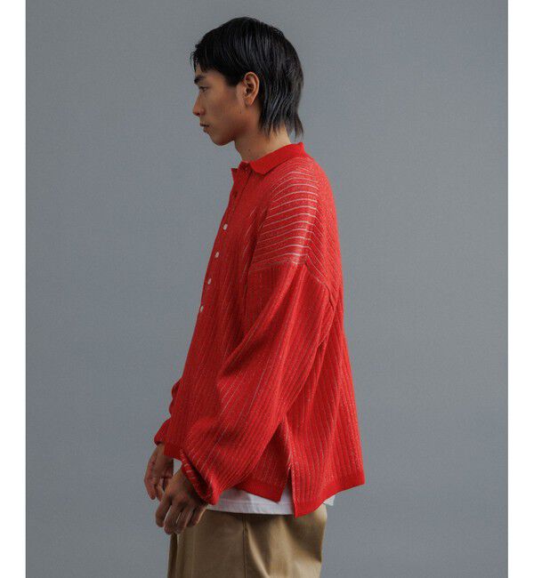 ADAM ET ROPE'「【WEB限定】ディープヘンリーネック リブ ニットポロ プルオーバー / ルーズシルエット / ユニセックス」|ニット・セーター|