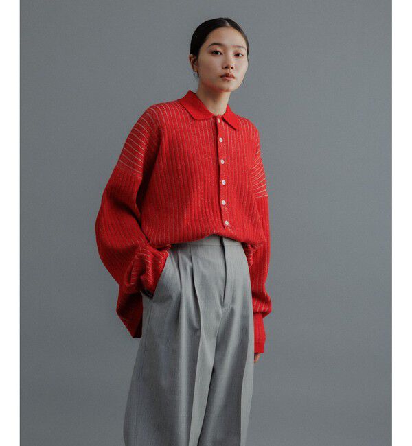 ADAM ET ROPE'「【WEB限定】ディープヘンリーネック リブ ニットポロ プルオーバー / ルーズシルエット / ユニセックス」|ニット・セーター|