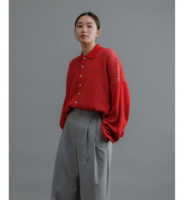 ADAM ET ROPE'「【WEB限定】ディープヘンリーネック リブ ニットポロ プルオーバー / ルーズシルエット / ユニセックス」|ニット・セーター|