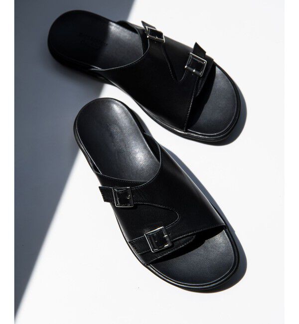 ADAM ET ROPE'「コンフォート ダブルモンク ストラップ カバード レザーサンダル / UNISEX」|サンダル|ブラック(01)