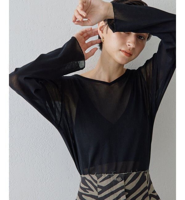  「2wayシアーメッシュプルオーバー」|Tシャツ・カットソー|ブラック