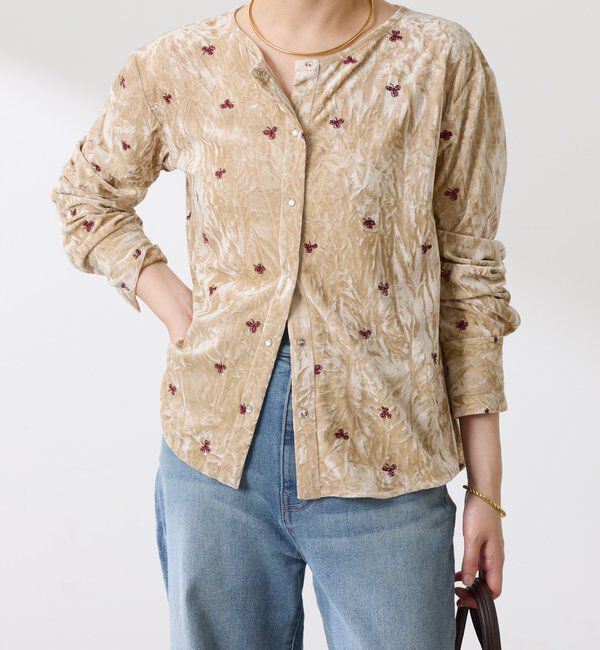  「刺繍ベロアカットソー」|Tシャツ・カットソー|