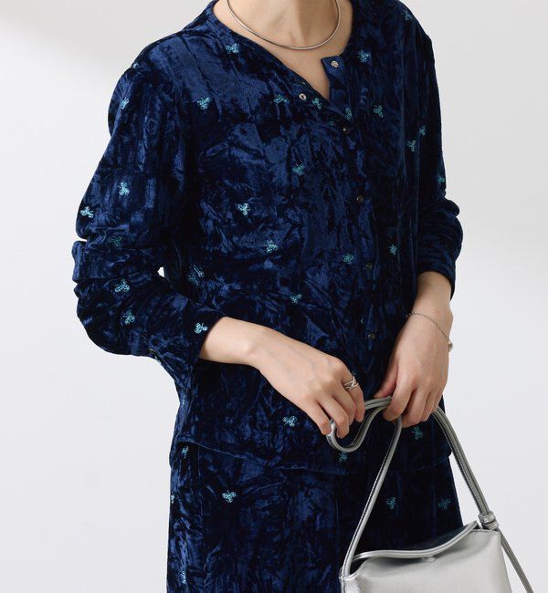  「刺繍ベロアカットソー」|Tシャツ・カットソー|