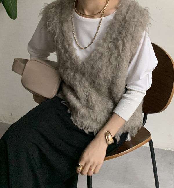  「【前後2WAY】シャギーニットベスト」|ニット・セーター|