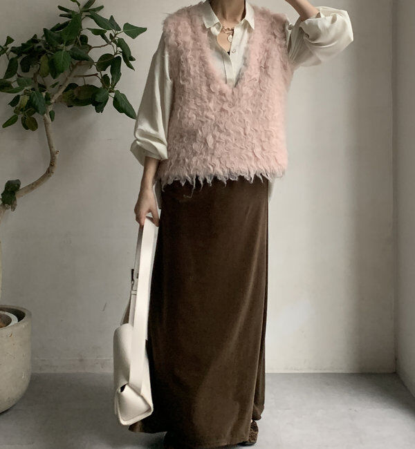  「【前後2WAY】シャギーニットベスト」|ニット・セーター|