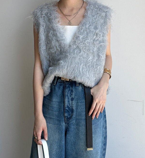  「【前後2WAY】シャギーニットベスト」|ニット・セーター|