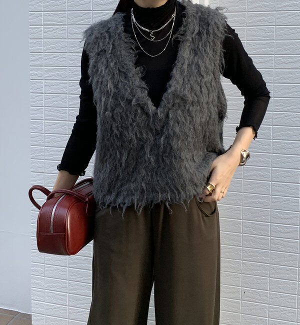  「【前後2WAY】シャギーニットベスト」|ニット・セーター|