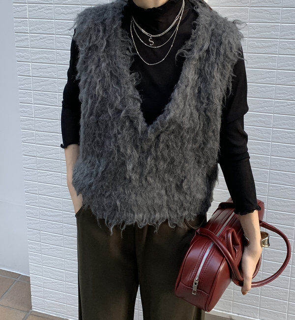  「【前後2WAY】シャギーニットベスト」|ニット・セーター|