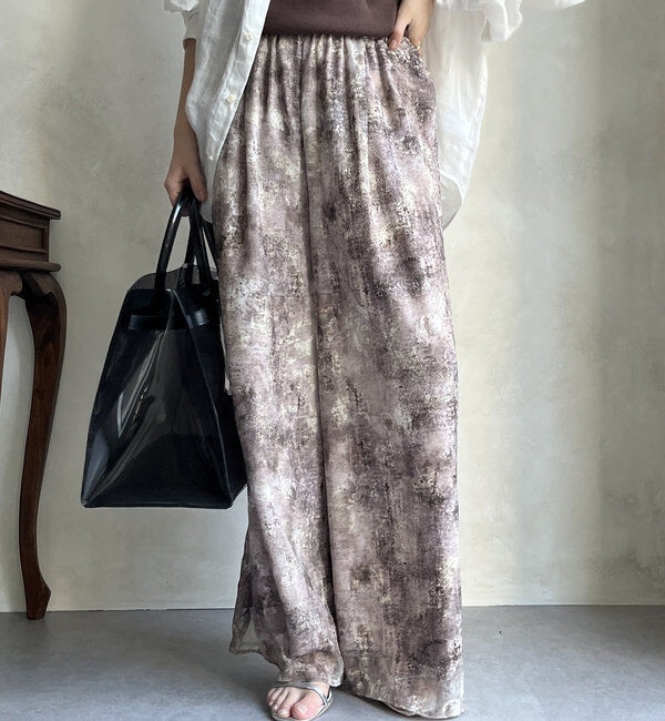  「【WEB限定】カットジャガード柄パンツ」|チノ|ピンク