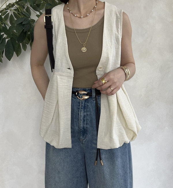  「【WEB限定】ペプラムバルーンベスト」|ブルゾン・スタジャン|エクリュ