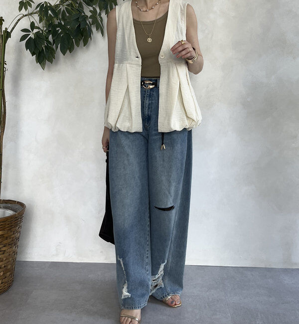  「【WEB限定】ペプラムバルーンベスト」|ブルゾン・スタジャン|