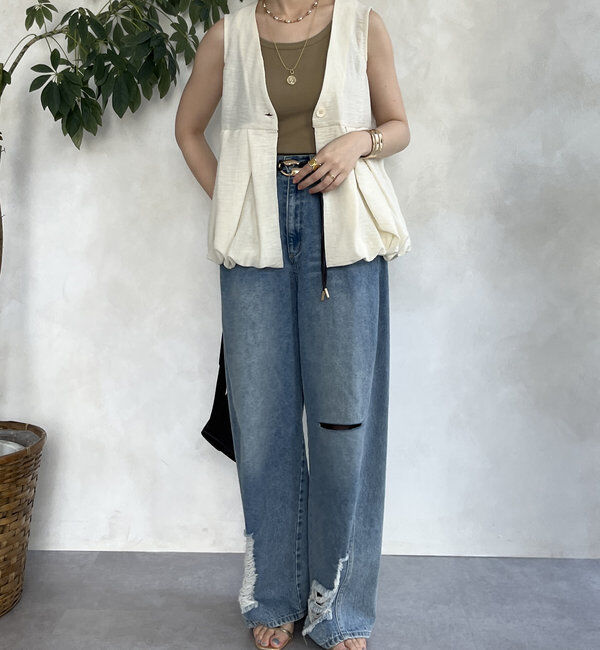  「【WEB限定】ペプラムバルーンベスト」|ブルゾン・スタジャン|