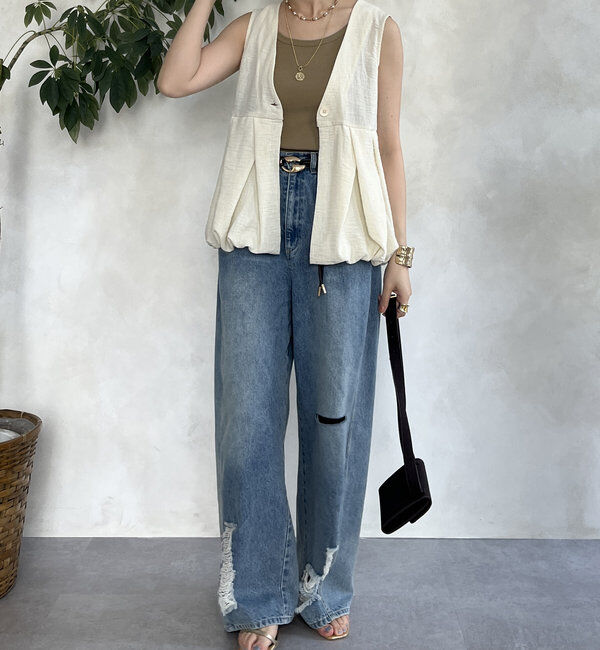  「【WEB限定】ペプラムバルーンベスト」|ブルゾン・スタジャン|