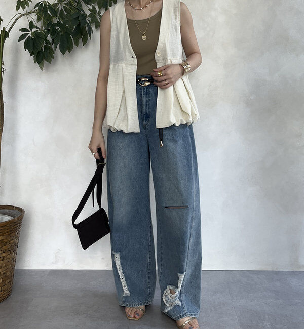  「【WEB限定】ペプラムバルーンベスト」|ブルゾン・スタジャン|