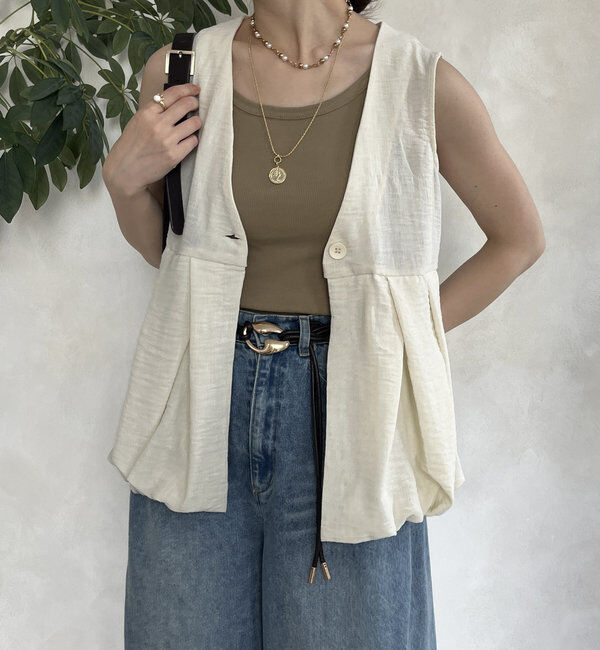  「【WEB限定】ペプラムバルーンベスト」|ブルゾン・スタジャン|