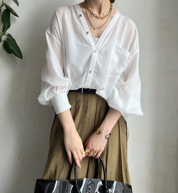  「リヨセルVVシャツ」|シャツ・ブラウス|オフホワイト