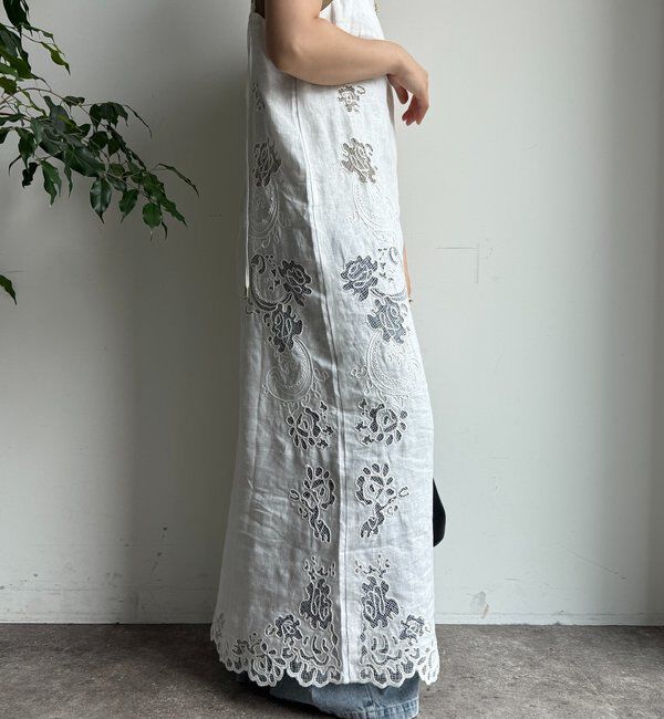  「刺繍レースリネンワンピース」|ワンピース|