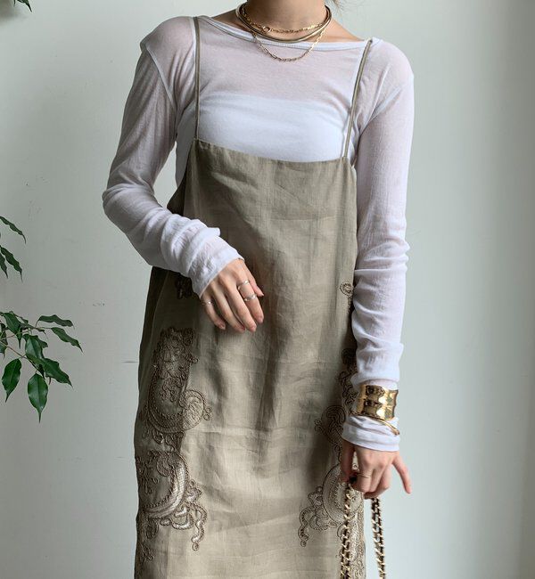  「刺繍レースリネンワンピース」|ワンピース|