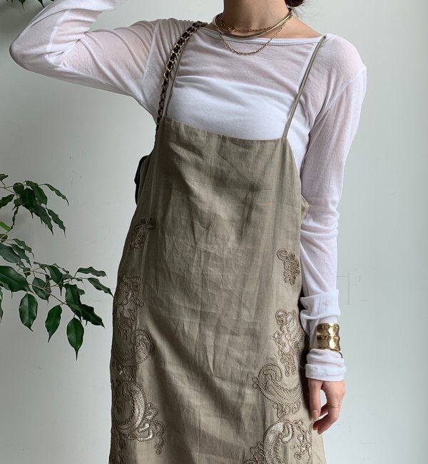  「刺繍レースリネンワンピース」|ワンピース|