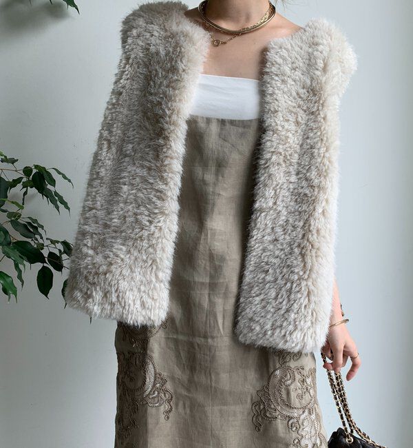  「刺繍レースリネンワンピース」|ワンピース|