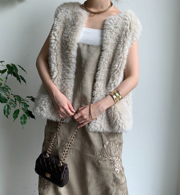  「刺繍レースリネンワンピース」|ワンピース|