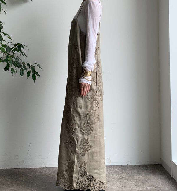  「刺繍レースリネンワンピース」|ワンピース|