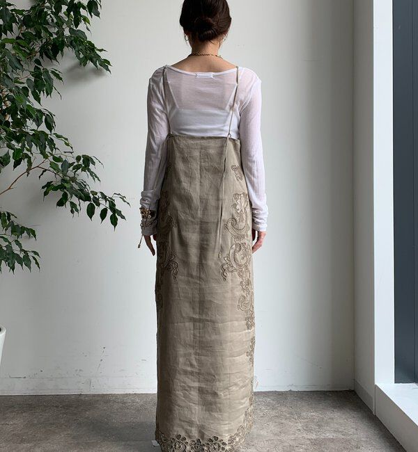 「刺繍レースリネンワンピース」|ワンピース|