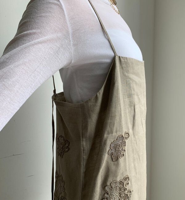  「刺繍レースリネンワンピース」|ワンピース|