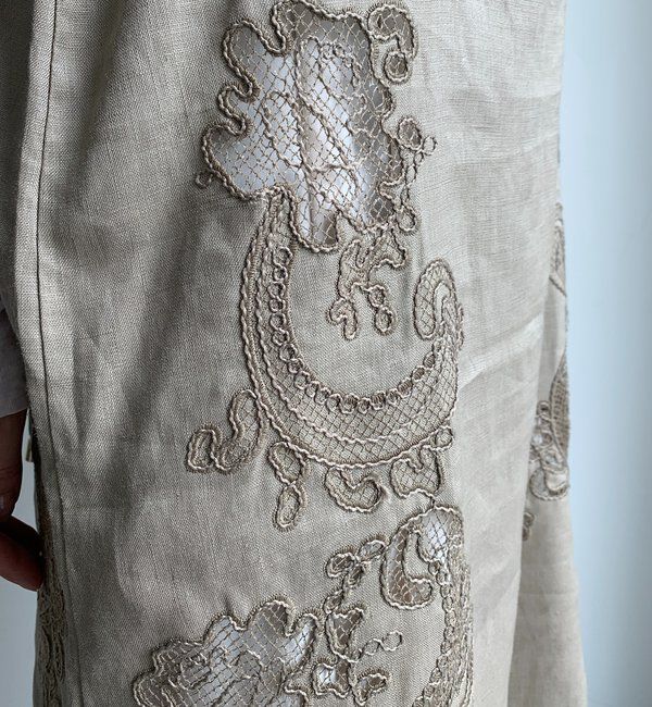  「刺繍レースリネンワンピース」|ワンピース|