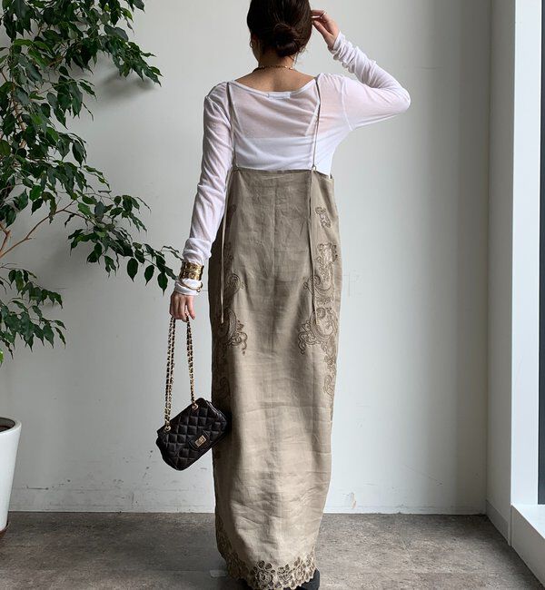  「刺繍レースリネンワンピース」|ワンピース|