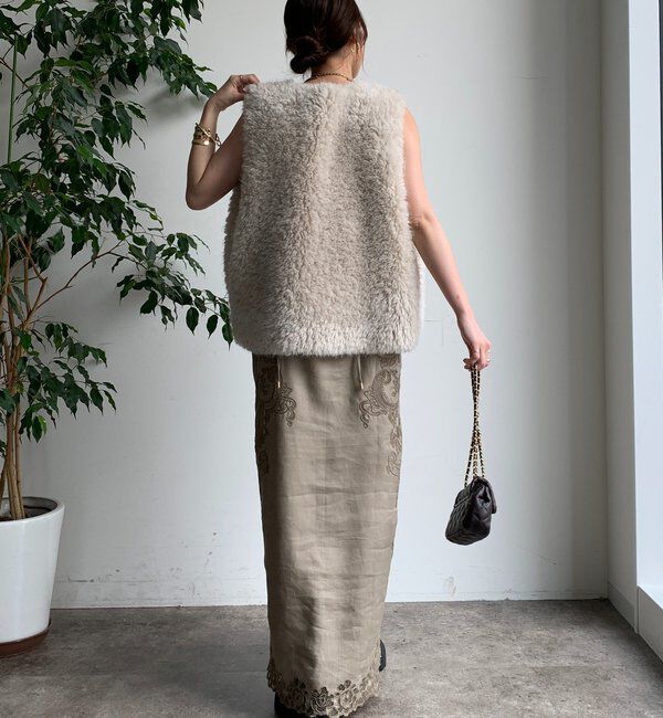  「刺繍レースリネンワンピース」|ワンピース|