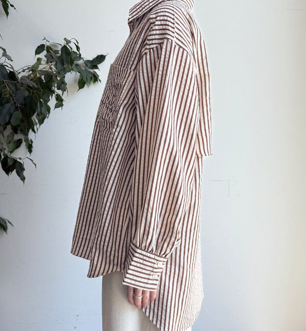  「【WEB限定】ロゴ刺繍ストライプスキッパーシャツ」|シャツ・ブラウス|