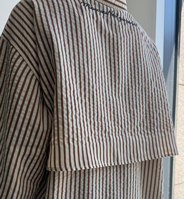  「【WEB限定】ロゴ刺繍ストライプスキッパーシャツ」|シャツ・ブラウス|