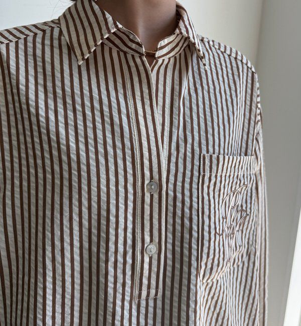  「【WEB限定】ロゴ刺繍ストライプスキッパーシャツ」|シャツ・ブラウス|