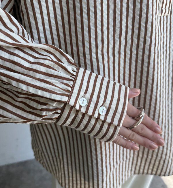  「【WEB限定】ロゴ刺繍ストライプスキッパーシャツ」|シャツ・ブラウス|